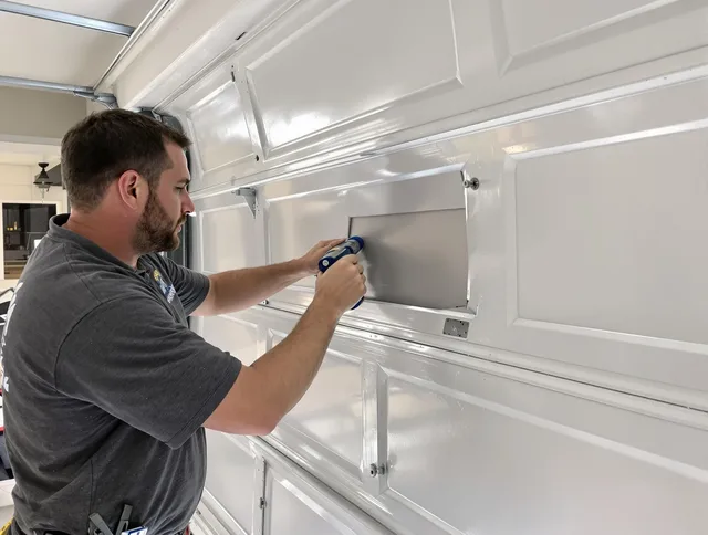 Garage door panel repair by Garden City Garage Door Repair in Garden City